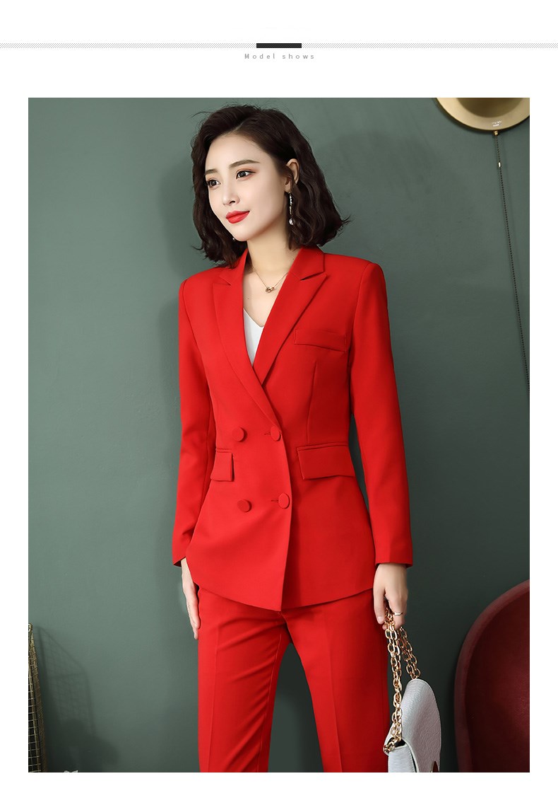 Elegang Office Lady Suit White Collar Business Clothing Lady Formal Work Suit Blazer+Pants 2pcs Set