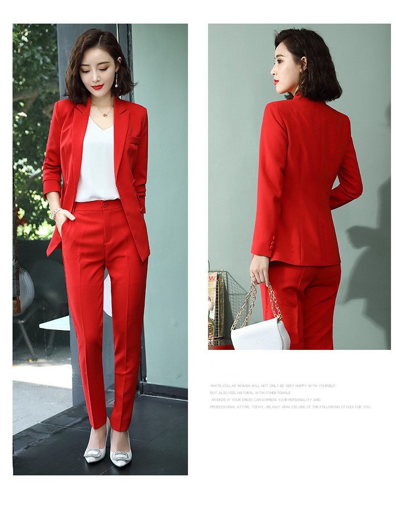 Elegang Office Lady Suit White Collar Business Clothing Lady Formal Work Suit Blazer+Pants 2pcs Set