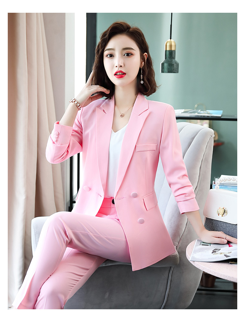 Elegang Office Lady Suit White Collar Business Clothing Lady Formal Work Suit Blazer+Pants 2pcs Set