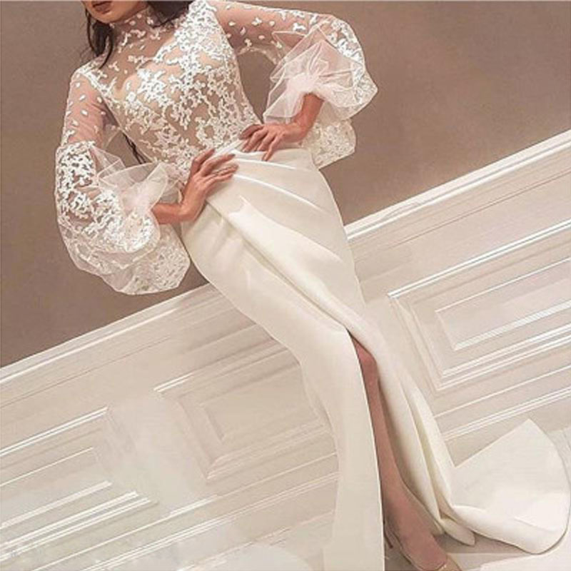 Sexy Evening Dress Lace slit dress long skirt Skirt Lady Concert Slim  Dress Party Dress