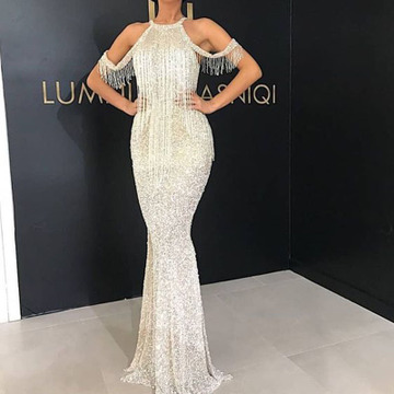 Europe and America Sexy Long Evening Dress Fringed dress Concert Dress Party Dress