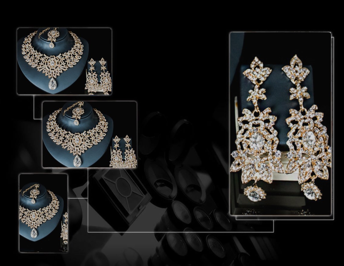 Luxury Bridal Glass crystal banquet jewelry two piece set Evening Party Wedding Jewelry Sets