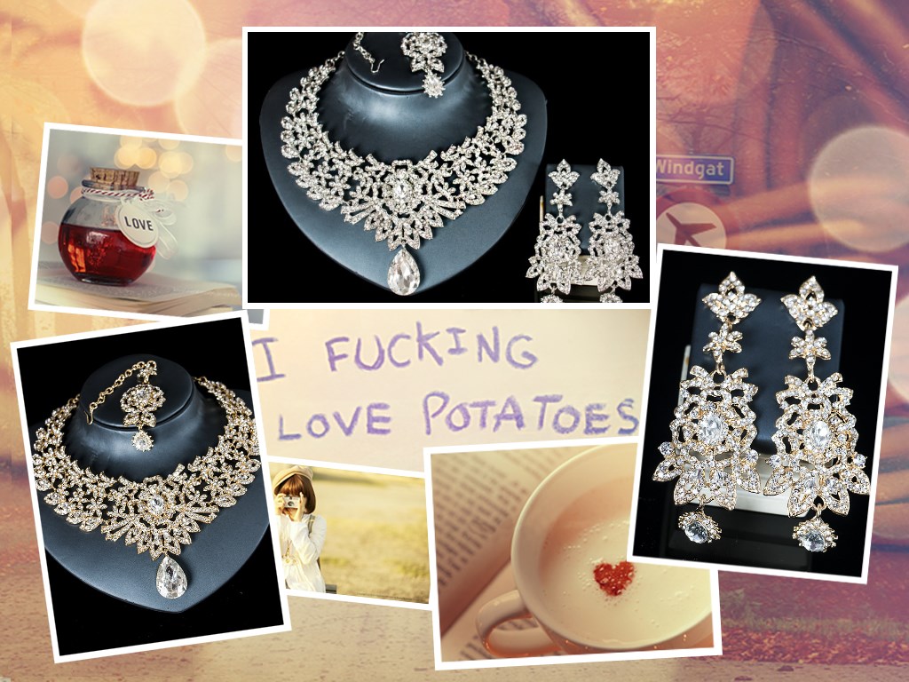 Luxury Bridal Glass crystal banquet jewelry two piece set Evening Party Wedding Jewelry Sets
