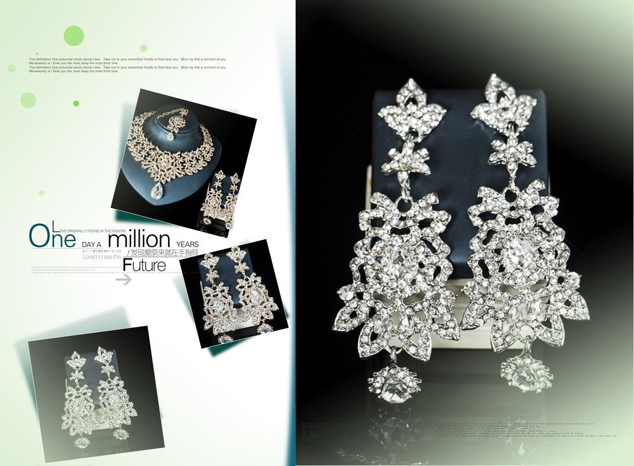 Luxury Bridal Glass crystal banquet jewelry two piece set Evening Party Wedding Jewelry Sets