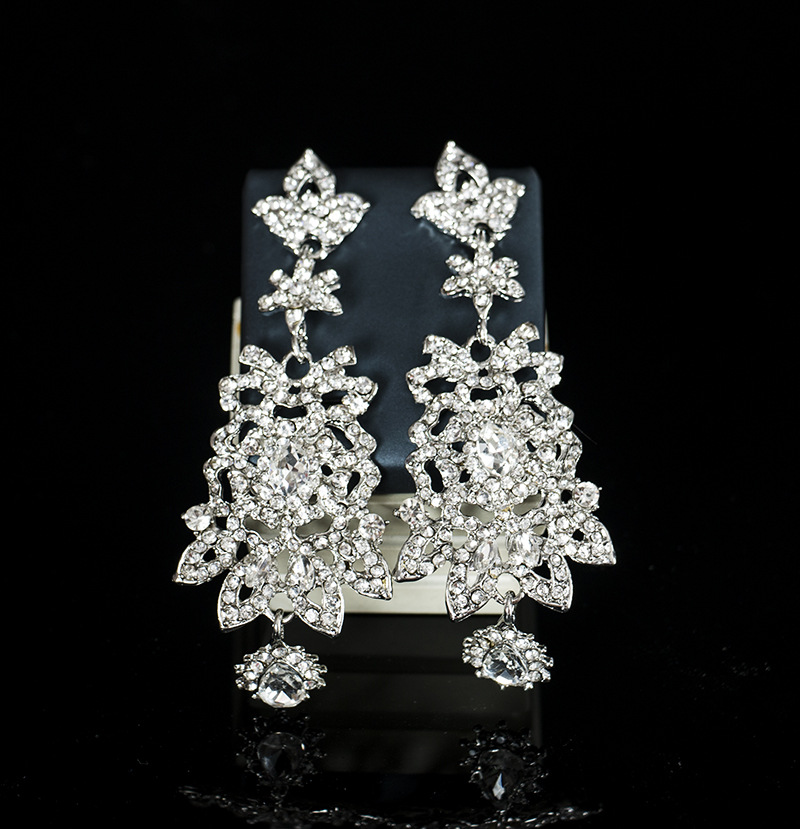 Luxury Bridal Glass crystal banquet jewelry two piece set Evening Party Wedding Jewelry Sets