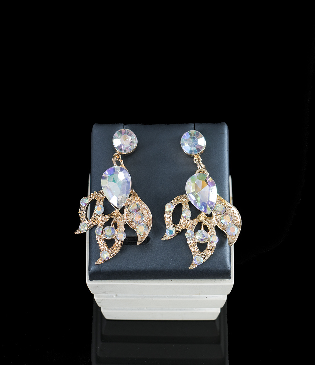 Luxury Elegant colour Crystal Bridal Necklace Earrings Jewelry Sets Fashion Jewelry Wedding Jewelry