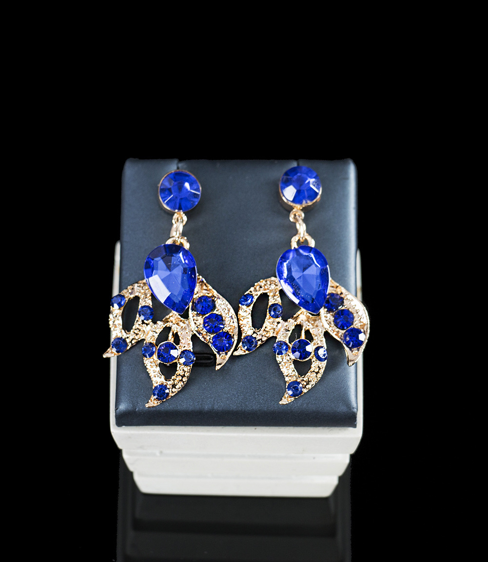 Luxury Elegant colour Crystal Bridal Necklace Earrings Jewelry Sets Fashion Jewelry Wedding Jewelry
