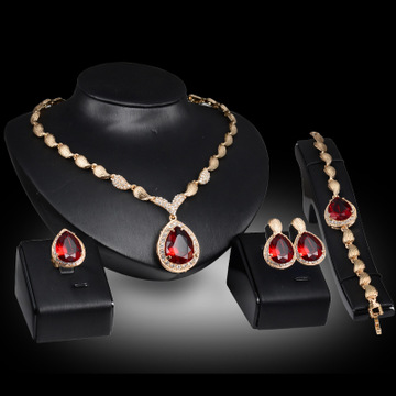 Bridal Ring Bracelet Necklace Earrings Jewelry Sets Evening Party Wedding Jewelry Four