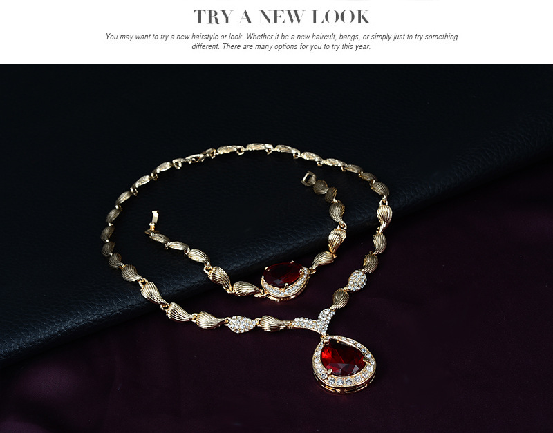 Bridal Ring Bracelet Necklace Earrings Jewelry Sets Evening Party Wedding Jewelry Four