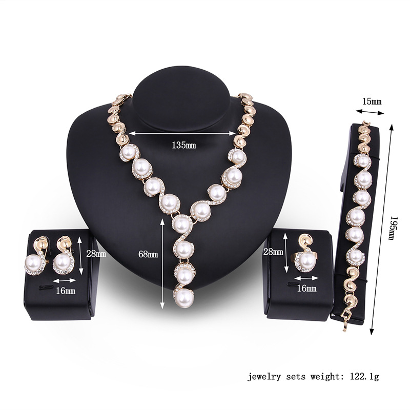 Bridal Ring Bracelet Necklace Earrings Jewelry Concert Sets Evening Party Wedding Jewelry
