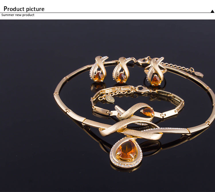 Bridal luxury Ring Bracelet Necklace Earrings Jewelry banquet Sets Evening Party Wedding Jewelry set