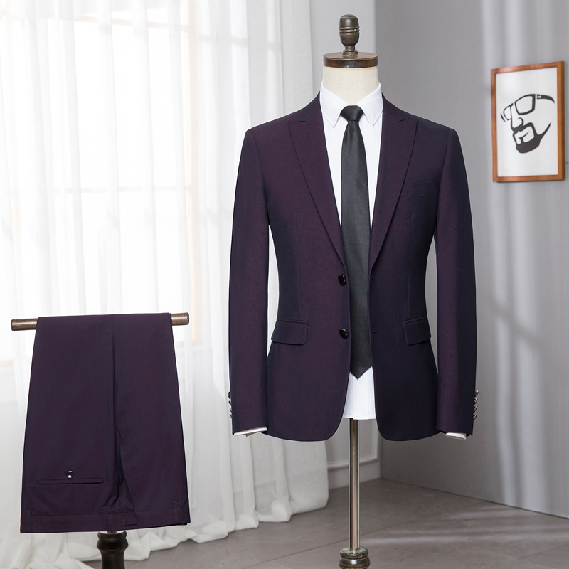 Men&apos;s Fashion Slim Suits Business Cloth Groom Groomsman Two-Piece Suit Blazer Jacket Pants Set