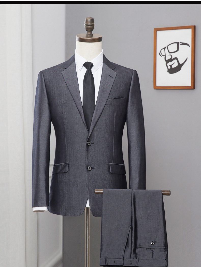 Leisure Fashion Slim Suits Business Cloth Groom Groomsman Two-Piece Suit Blazer Jacket Pants Set