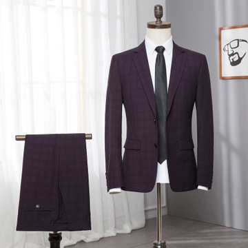 Luxury lattice Suit Business Cloth Groomsman 2PC Suit Blazer Jacket Pants Work Suit Wedding Suit
