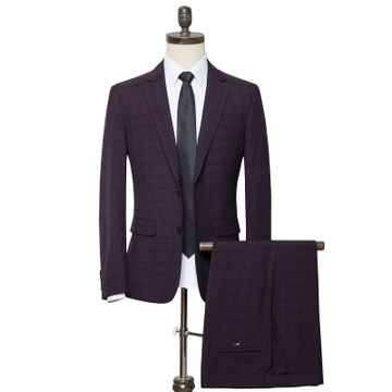 Luxury lattice Suit Business Cloth Groomsman 2PC Suit Blazer Jacket Pants Work Suit Wedding Suit