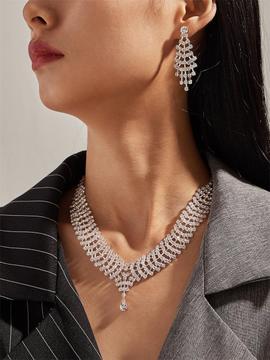 Luxury gracePrincess Bridal Necklace Earrings Jewelry Sets Evening Party Wedding Jewelry Two piece