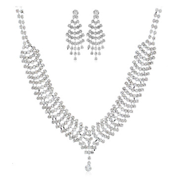 Luxury gracePrincess Bridal Necklace Earrings Jewelry Sets Evening Party Wedding Jewelry Two piece