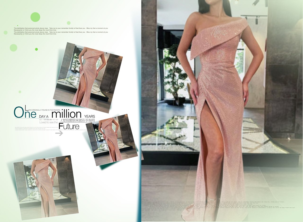 Sexy Personalized Evening Dress One shoulder Short sleeve dress Skirt Lady High Split Concert Dress