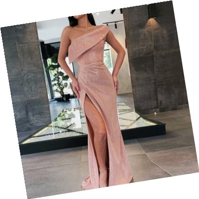 Sexy Personalized Evening Dress One shoulder Short sleeve dress Skirt Lady High Split Concert Dress