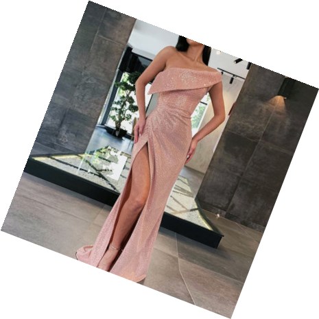 Sexy Personalized Evening Dress One shoulder Short sleeve dress Skirt Lady High Split Concert Dress