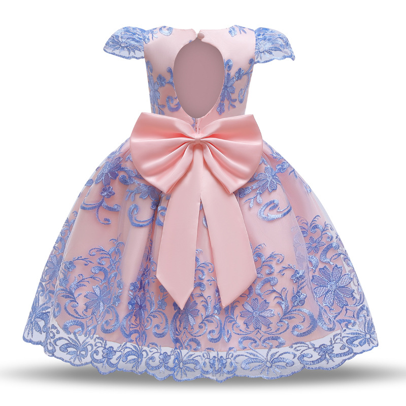 Kids Lace Wedding Dress For Girl Party  Dresses Sling  bow Flower Princess Children Princess Dress