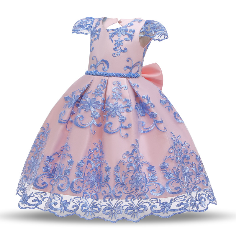 Kids Lace Wedding Dress For Girl Party  Dresses Sling  bow Flower Princess Children Princess Dress