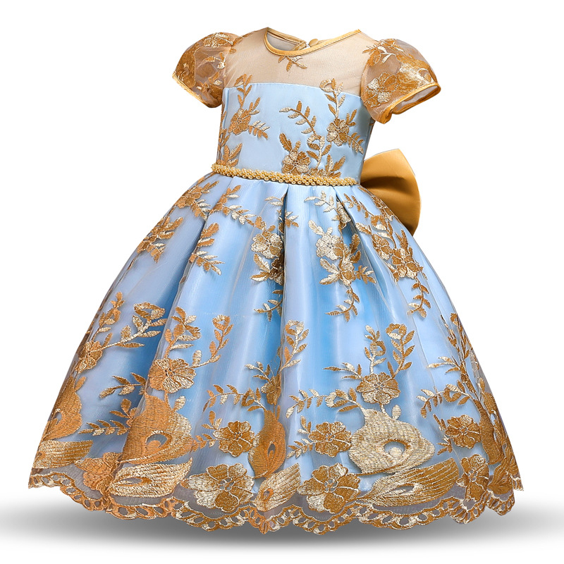 Kids Lace Wedding Dress For Girl Party  Dresses Sling  bow Flower Princess Children Princess Dress