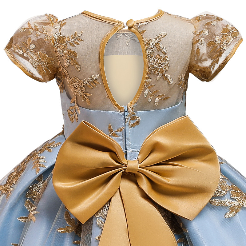 Kids Lace Wedding Dress For Girl Party  Dresses Sling  bow Flower Princess Children Princess Dress