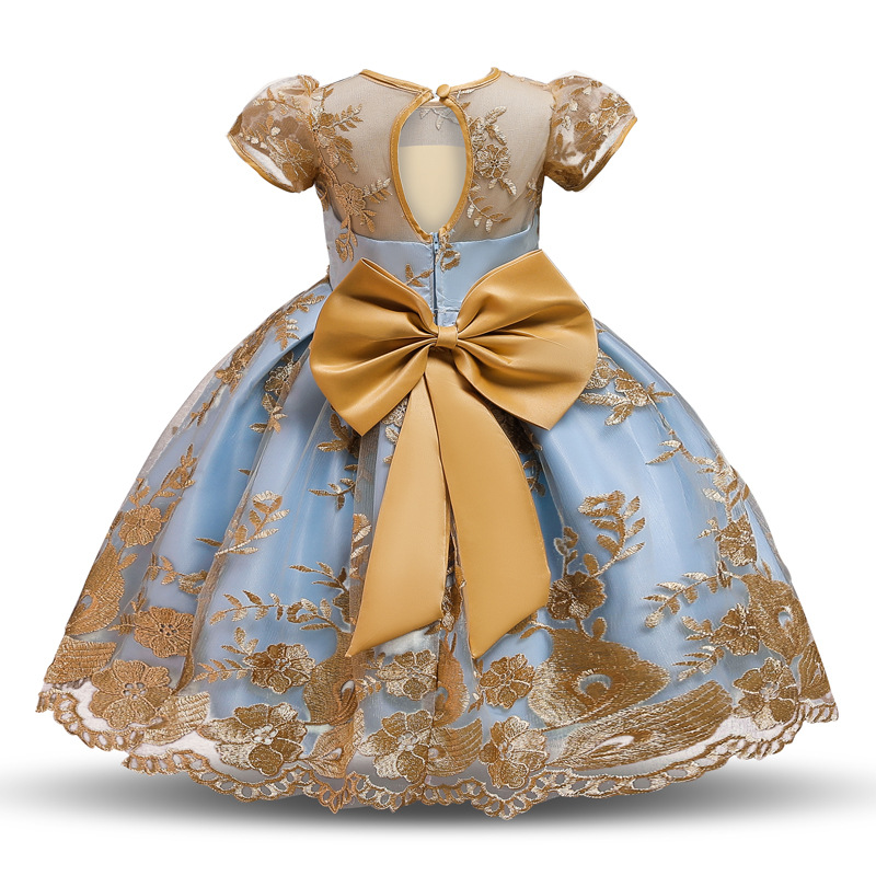 Kids Lace Wedding Dress For Girl Party  Dresses Sling  bow Flower Princess Children Princess Dress