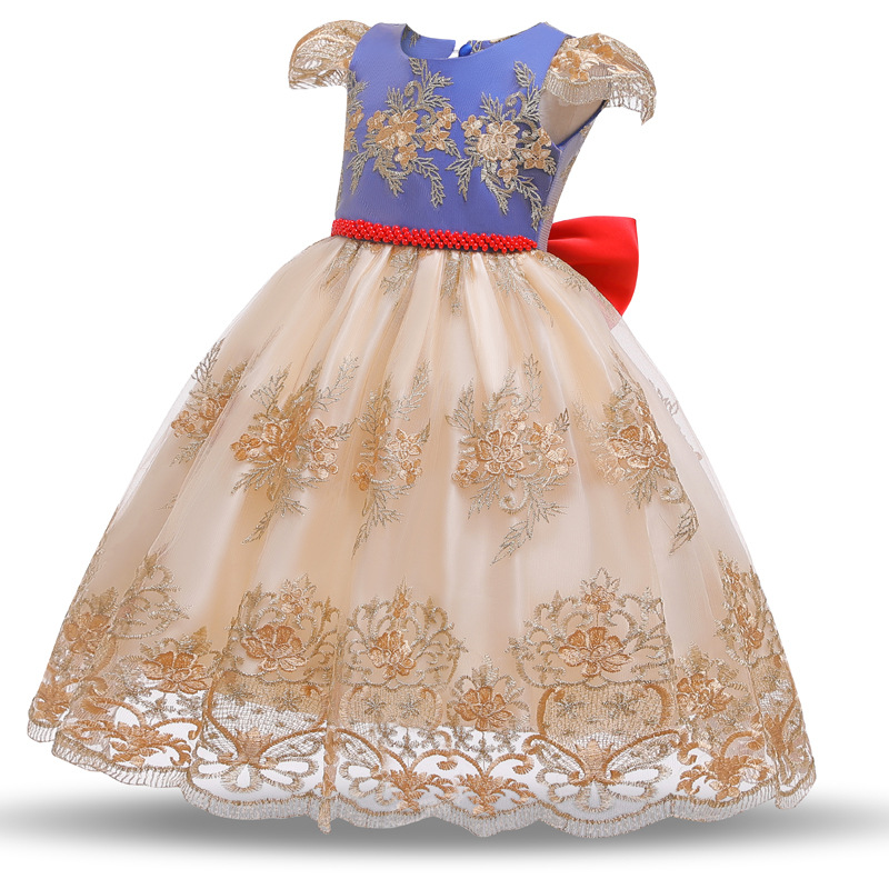 Kids Lace Wedding Dress For Girl Party  Dresses Sling  bow Flower Princess Children Princess Dress