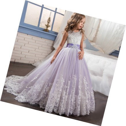 Kids Lace Wedding Dress For Girl Party meshGauze Dresses Sling  bow Flower Princess Children Dress