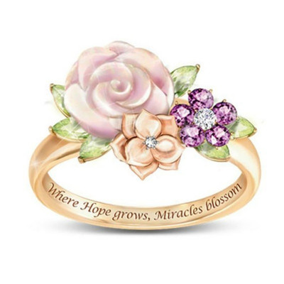 European Fashion Young People Jewelry Fashion flow gold cross Ring with diamond and lettering