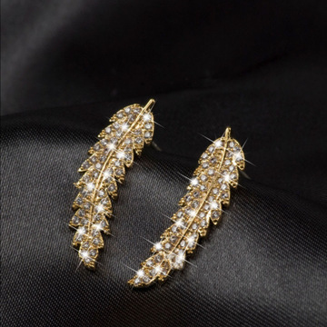European Fashion Holiday gift Young People Jewelry Fashion Gold and silver leaves Eardrop
