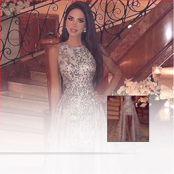 Sexy High Splite Long Evening Dress High V Neck Sequins Dress Lady Concert Party Skirt