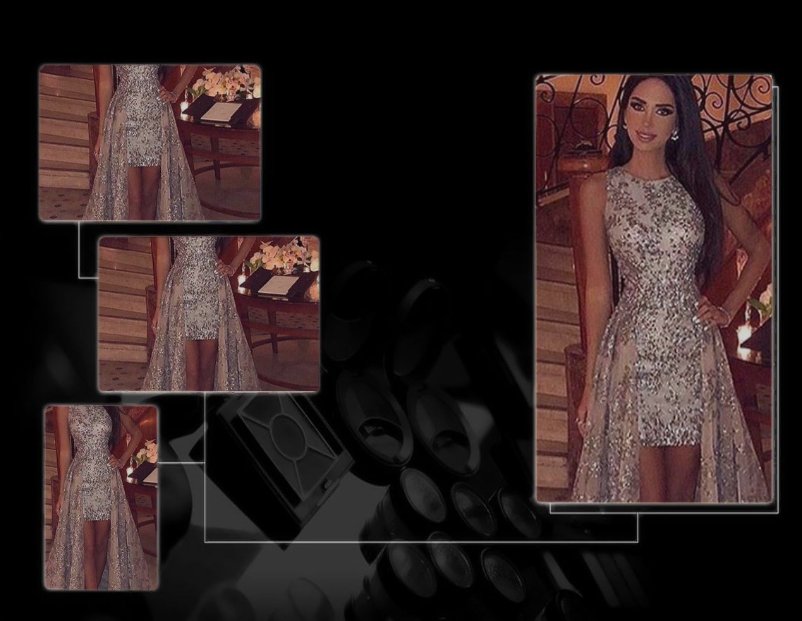 Sexy High Splite Long Evening Dress High V Neck Sequins Dress Lady Concert Party Skirt