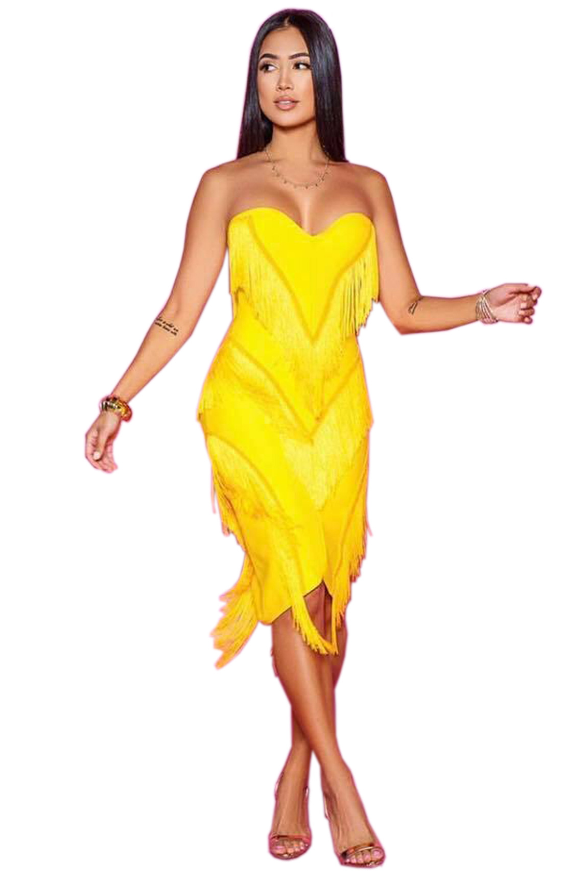 Luxury Slim Fit Evening Dress knitting Tassels Dress Bridemaid Wedding Dress Party Concert Dress