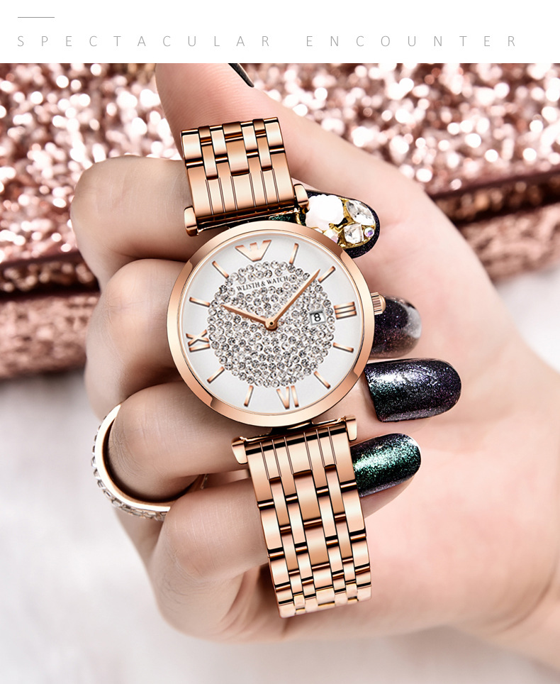 Business affairs Fashion Casual Women Dress Watch Lady Rhinestone Wrist Watch Quartz Watch