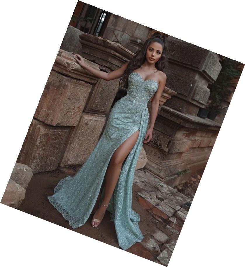 Sexy High Splite Long Evening Dress  Evening dress Lady Offshoulder Wrap Chest Party Dress
