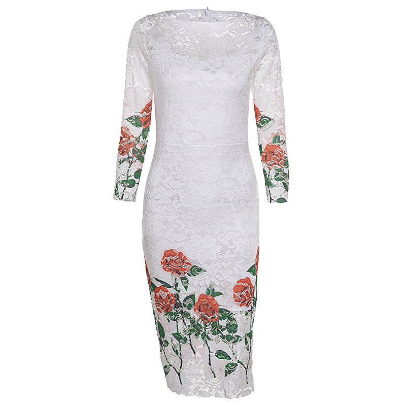 Sexy Personalized Long sleeves Lace cut out embroidery Lady Concert Dress Party Dress