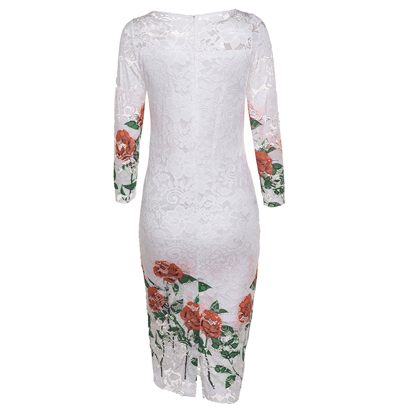 Sexy Personalized Long sleeves Lace cut out embroidery Lady Concert Dress Party Dress