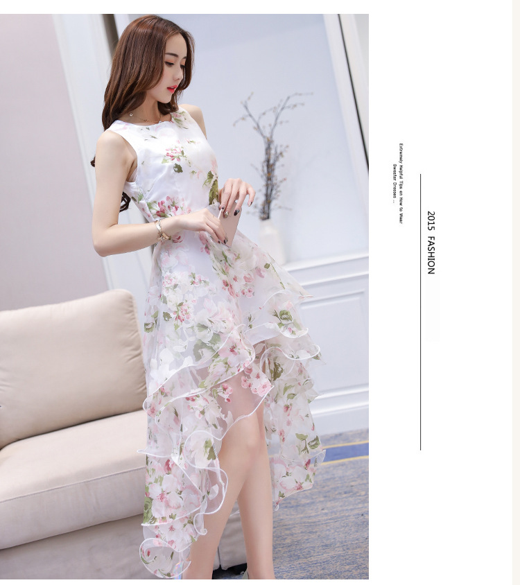 Sexy Personalized Sleeveless printing Dress Lady Concert Dress Sweet Party High waist Dress