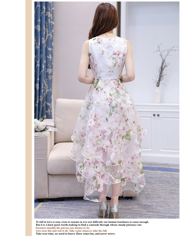 Sexy Personalized Sleeveless printing Dress Lady Concert Dress Sweet Party High waist Dress