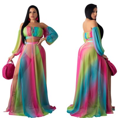 Sexy Personalized Fork opening printing Dress Lady Concert Dress Sweet Party Longuette