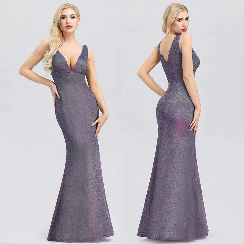 Sexy Personalized SleevelessDress Deep V collar Host Full dress Lady Concert Dress Party Dress