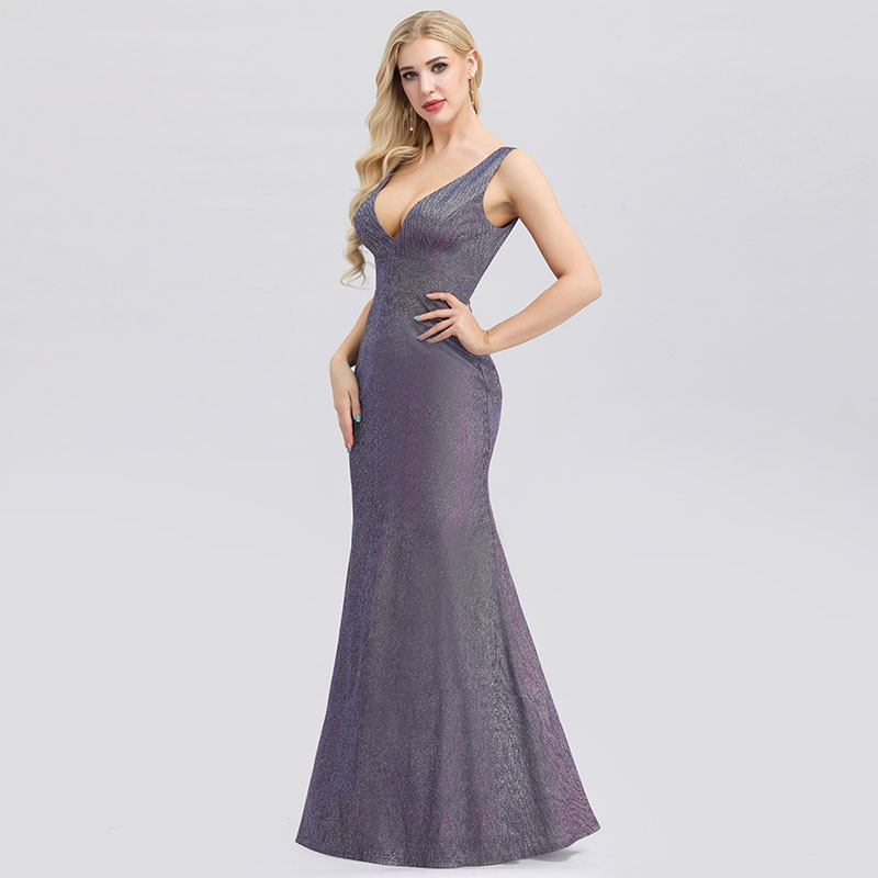 Sexy Personalized SleevelessDress Deep V collar Host Full dress Lady Concert Dress Party Dress