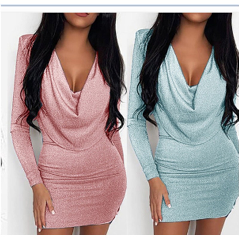 Slim Fit Lady Evening Dress Slim Long Sleeve Bag Hip Skirt Women Wish Sexy Dress Printed Pattern PrSquins Hip Fit Lady Skirt Girls Party Concert Dress Night
