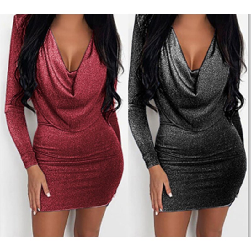 Slim Fit Lady Evening Dress Slim Long Sleeve Bag Hip Skirt Women Wish Sexy Dress Printed Pattern PrSquins Hip Fit Lady Skirt Girls Party Concert Dress Night