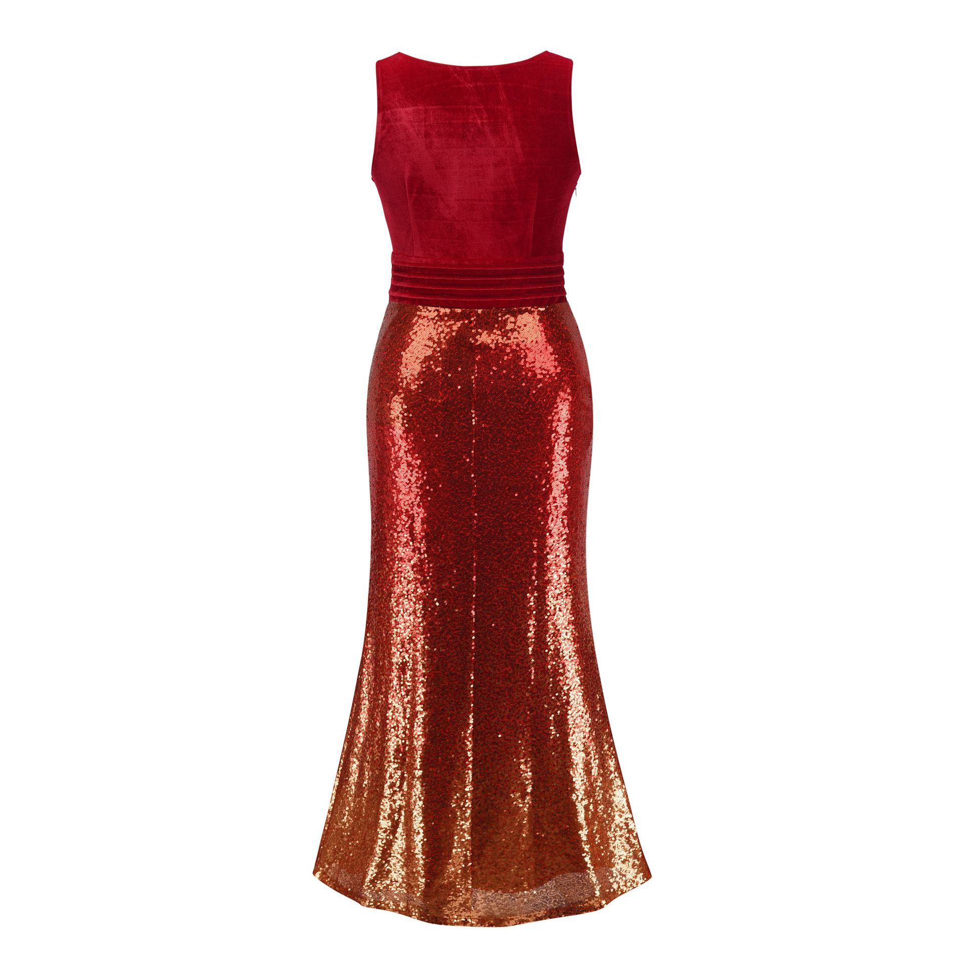 Luxury Slim Fit Evening Dress High V Neck Squins Dress Bridemaid Wedding Dress Party Concert Dress