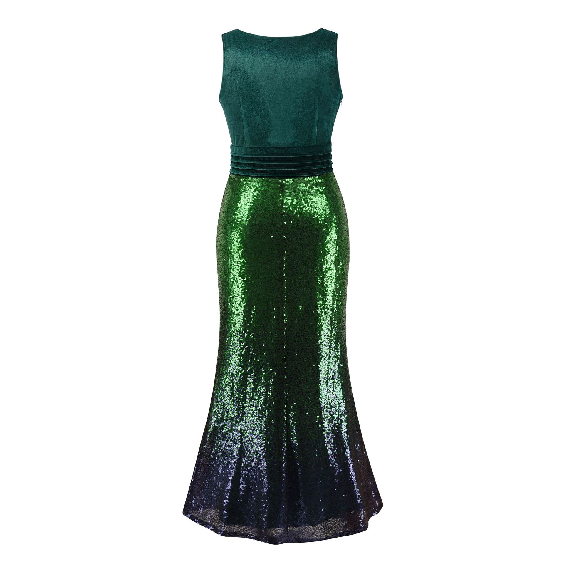 Luxury Slim Fit Evening Dress High V Neck Squins Dress Bridemaid Wedding Dress Party Concert Dress