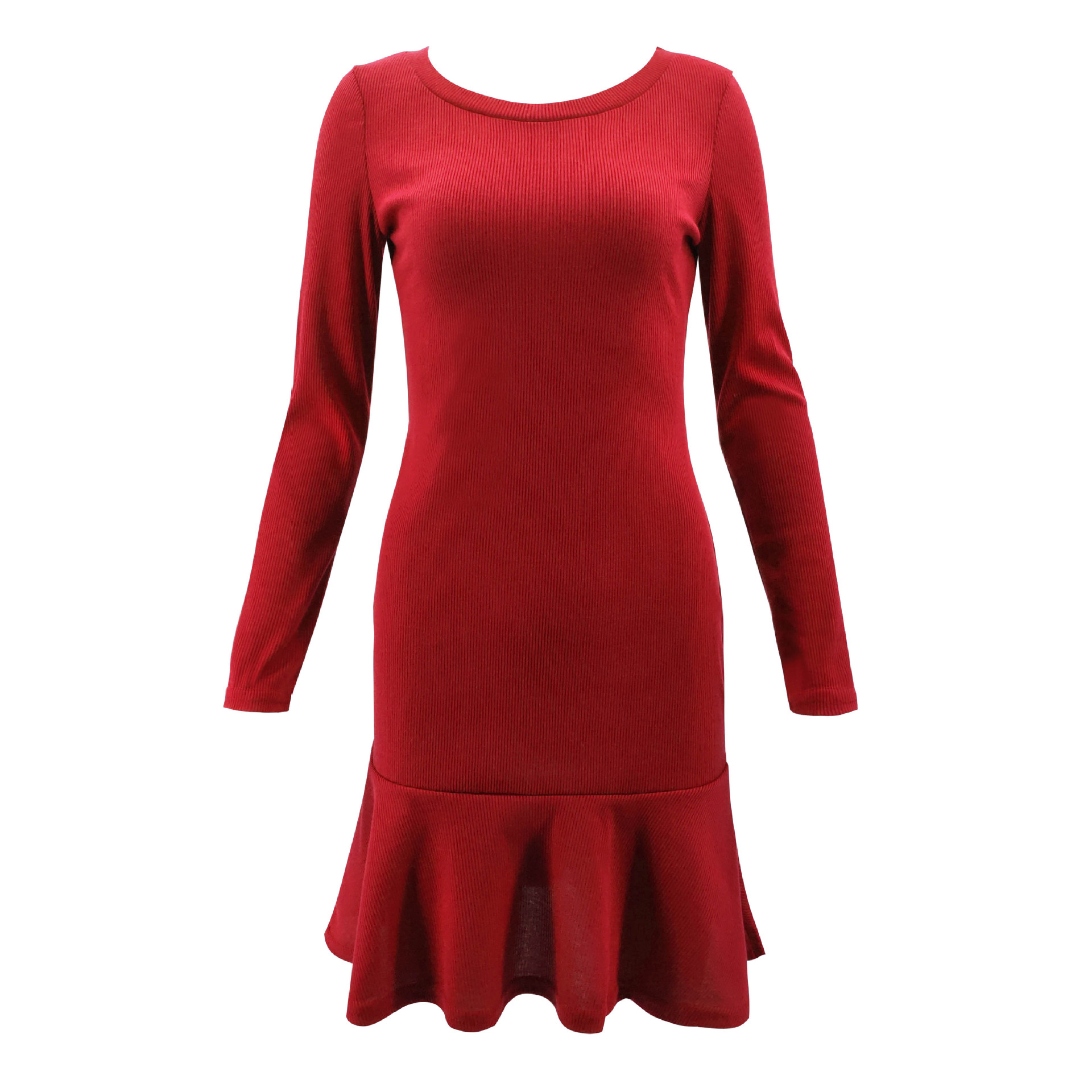Sexy Personalized Pure color Long sleeve Dress Bottomskirt Ma&apos;am Concert Dress Party Dress